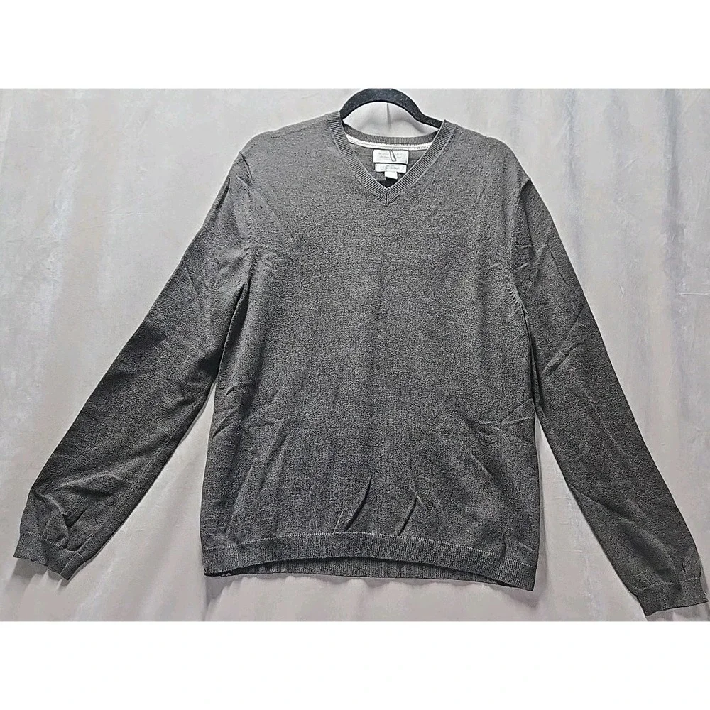 Banana Republic Brown Cotton Cashmere V-Neck Knit Elbow‎ Pad Sweater Men's Sz M